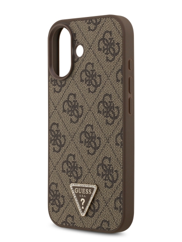 Guess для iPhone 17 чехол PU 4G Triangle Diamond metal logo Hard Brown (MagSafe)