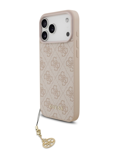 Guess для iPhone 17 Pro Max чехол PU 4G Classic Metal logo Hard + Charm Pink (MagSafe)