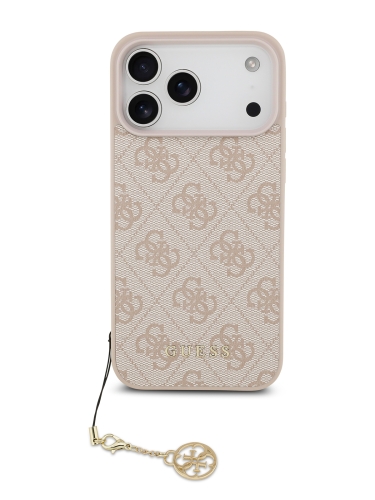 Guess для iPhone 17 Pro Max чехол PU 4G Classic Metal logo Hard + Charm Pink (MagSafe)