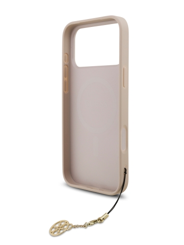Guess для iPhone 17 Pro Max чехол PU 4G Classic Metal logo Hard + Charm Pink (MagSafe)