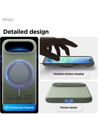 Elago для iPhone Air чехол Magnetic Silicone Khaki Green (MagSafe)