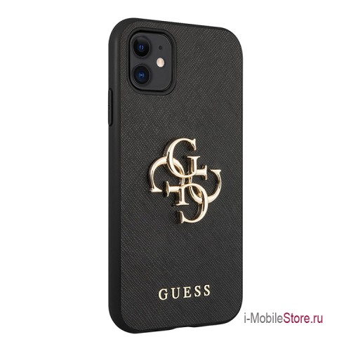 Чехол Guess PU Saffiano 4G Big metal logo Hard для iPhone 11, черный