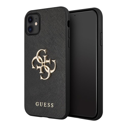 Чехол Guess PU Saffiano 4G Big metal logo Hard для iPhone 11, черный