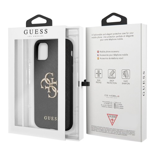 Чехол Guess PU Saffiano 4G Big metal logo Hard для iPhone 11, черный
