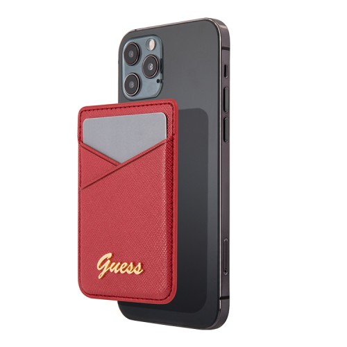 Бумажник Guess Wallet Cardslot Magsafe Saffiano Script logo, красный