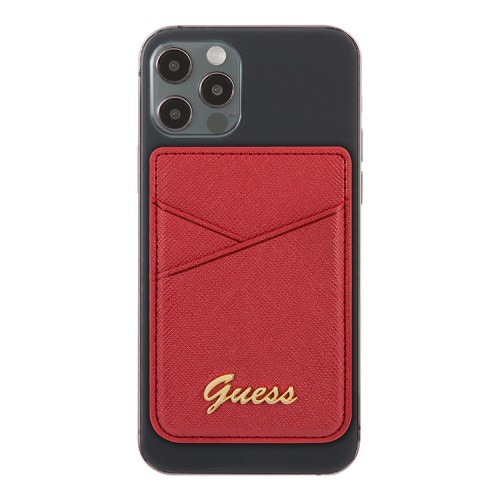 Бумажник Guess Wallet Cardslot Magsafe Saffiano Script logo, красный
