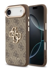 Guess для iPhone Air чехол PU 4G Big metal logo Gold camera Hard Brown