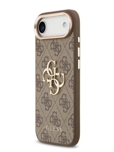 Guess для iPhone Air чехол PU 4G Big metal logo Gold camera Hard Brown
