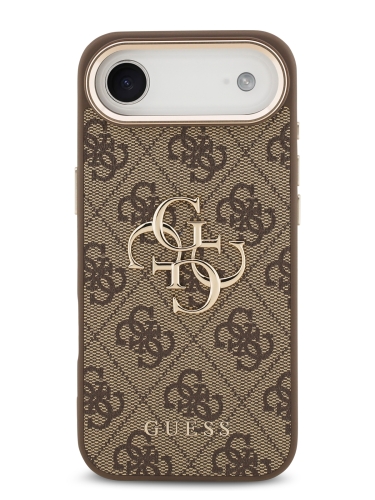 Guess для iPhone Air чехол PU 4G Big metal logo Gold camera Hard Brown