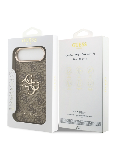 Guess для iPhone Air чехол PU 4G Big metal logo Gold camera Hard Brown