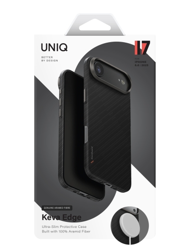 Uniq для iPhone Air чехол KEVA EDGE Full Kevlar Carbon Black (MagSafe)