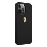 Чехол Ferrari Liquid Silicone with metal logo Hard для iPhone 13 Pro Max, черный