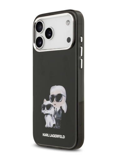 Karl Lagerfeld для iPhone 17 Pro Max чехол IML Aquarelle Karl & Choup Metal cam Hard Black (MagSafe)