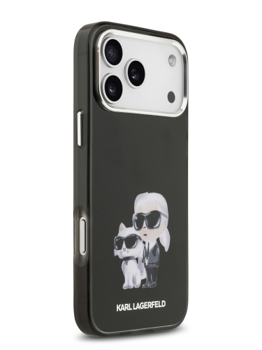 Karl Lagerfeld для iPhone 17 Pro Max чехол IML Aquarelle Karl & Choup Metal cam Hard Black (MagSafe)