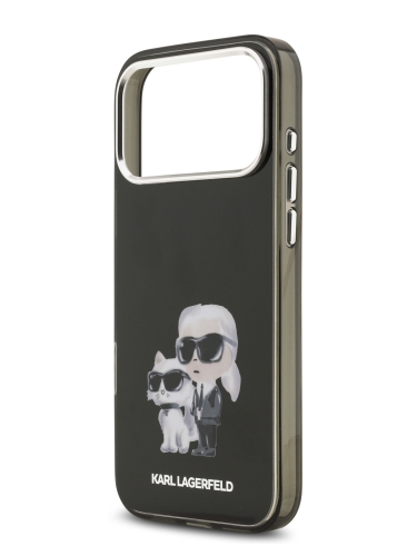 Karl Lagerfeld для iPhone 17 Pro Max чехол IML Aquarelle Karl & Choup Metal cam Hard Black (MagSafe)