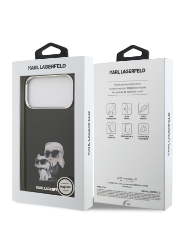 Karl Lagerfeld для iPhone 17 Pro Max чехол IML Aquarelle Karl & Choup Metal cam Hard Black (MagSafe)