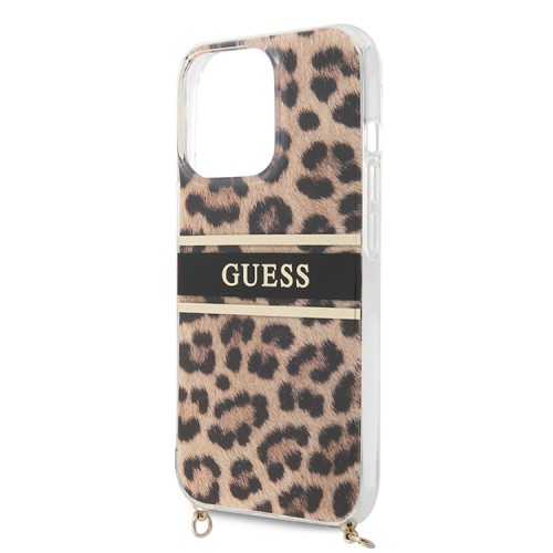 Чехол Guess Leopard Hard +Gold crossbody chain для iPhone 13 Pro