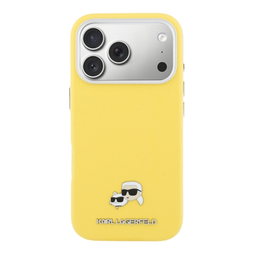 Karl Lagerfeld для iPhone 17 Pro чехол PU Saffiano FW NFT Karl&Choup metal & Cam Hard Yellow (MagSafe)