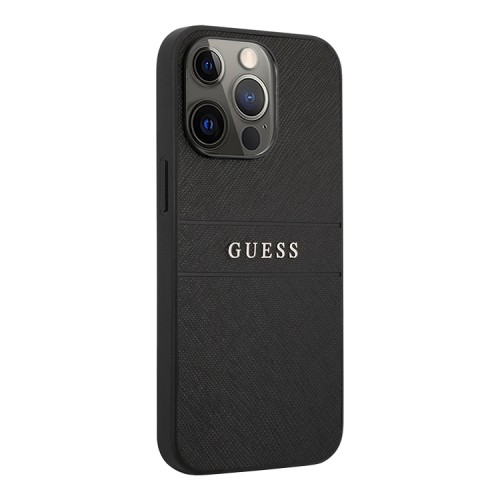 Чехол Guess PU Saffiano with Metal logo Hard для iPhone 13 Pro, черный