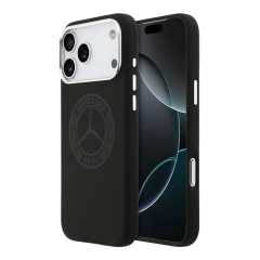 Mercedes для iPhone 17 Pro чехол Liquid silicone Vintage Logo Metal Cam Hard Black (MagSafe)