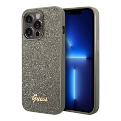 Чехол Guess Glitter flakes w Metal logo Hard для iPhone 14 Pro, зеленый