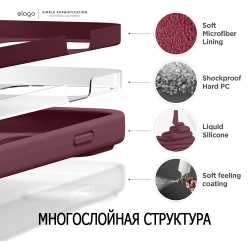 Чехол Elago Soft Silicone для iPhone 14 Plus, Burgundy