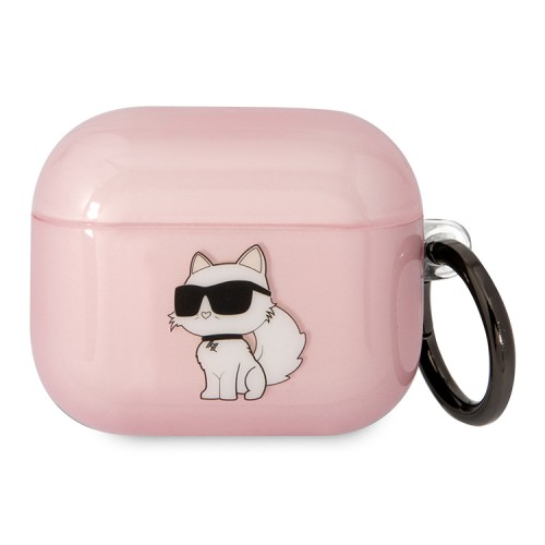 Чехол Lagerfeld TPU with ring NFT Choupette Translucent для Airpods 3 (2021), розовый