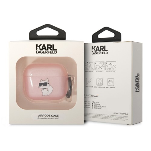 Чехол Lagerfeld TPU with ring NFT Choupette Translucent для Airpods 3 (2021), розовый