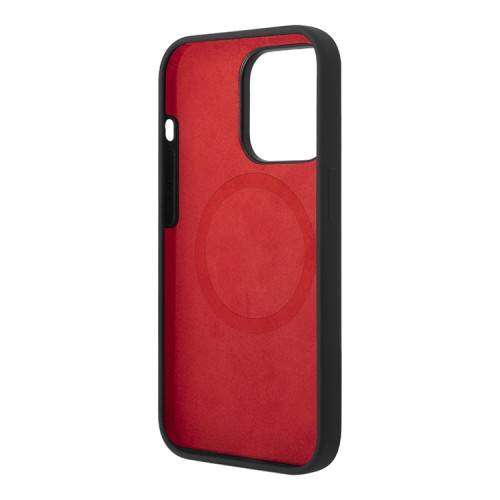 Чехол Ferrari Liquid Silicone with metal logo Hard для iPhone 14 Pro Max, черный (MagSafe)