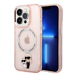 Чехол Lagerfeld NFT Karl & Choupette Hard Translucent для iPhone 14 Pro Max, розовый (MagSafe)