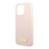 Чехол Guess Liquid Silicone Plate metal logo Hard для iPhone 13 Pro, розовый (Magsafe)