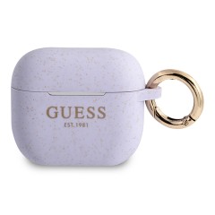 Чехол Guess Silicone Glitter с кольцом для Airpods 3 (2021), фиолетовый