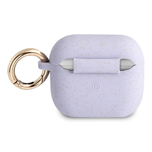 Чехол Guess Silicone Glitter с кольцом для Airpods 3 (2021), фиолетовый