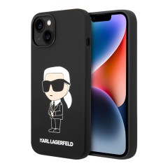 Lagerfeld для iPhone 15 Plus чехол Liquid silicone NFT Karl Ikonik Hard Black