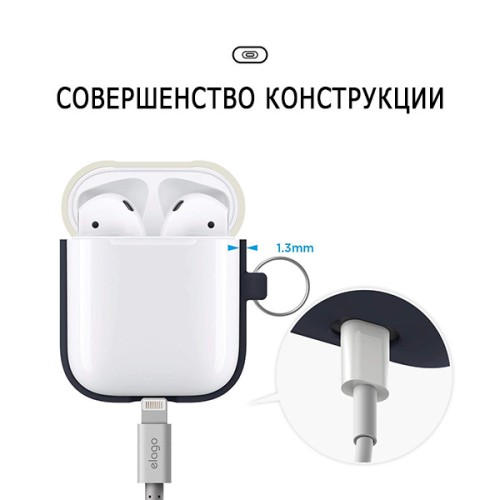 Чехол Elago Hang DUO case для AirPods 1/2, синий с крышками White и Yellow