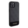 Guess для iPhone 15 чехол PU 4G Bottom stripe Metal logo Hard Black (MagSafe)