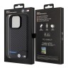 BMW для iPhone 15 Pro чехол M-Collection PU Carbon with blue line Hard Black