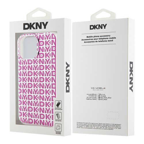 DKNY для iPhone 16 Pro Max чехол PC/TPU Double layer Repeat Electroplated Pink