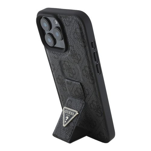Guess для iPhone 16 Pro чехол GripStand PU 4G with Triangle Diamond Black