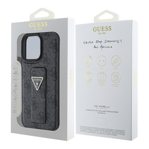 Guess для iPhone 16 Pro чехол GripStand PU 4G with Triangle Diamond Black