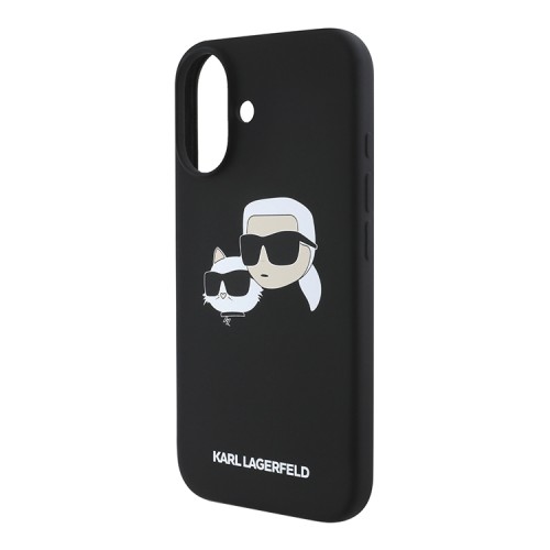 Karl Lagerfeld для iPhone 16 Plus чехол Liquid Silicone NFT Karl&Choupette Head Black (MagSafe)