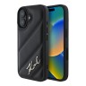 Karl Lagerfeld для iPhone 16 чехол PU-кожа Quilted Signature metal logo Black