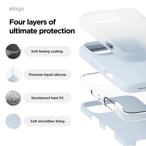 Elago для iPhone 16 Pro Max чехол Soft silicone (Liquid) Light Blue