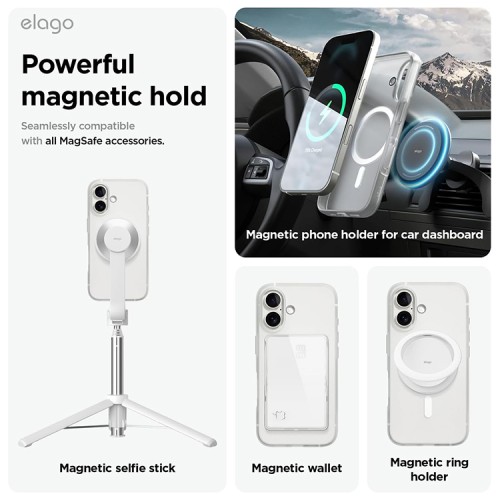 Elago для iPhone 16 чехол HYBRID (pc/tpu) Soft Feeling Clear (MagSafe)
