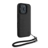 BMW для iPhone 16 Pro чехол Signature Leather Wordmark + Hand Cord Hard Black