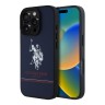 U.S. Polo для iPhone 16 Pro Max чехол PU Double horse logo and Stripes Hard Navy