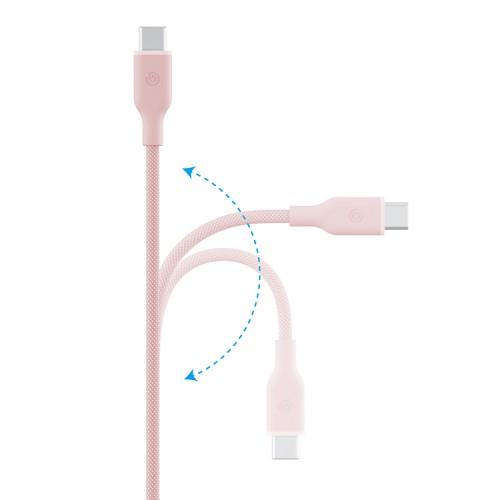 Energea Кабель Bazic GoCharge Weave USB-C to USB-C 60W 480 Mbps Soft braided Pink 1.5m