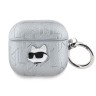 Karl Lagerfeld для Airpods 4 чехол PU Saffiano Monogram with ring NFT Metal Head Choupette Silver