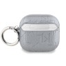 Karl Lagerfeld для Airpods 4 чехол PU Saffiano Monogram with ring NFT Metal Head Choupette Silver
