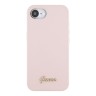 Guess для iPhone 16e чехол Liquid silicone Gold metal logo Pink (MagSafe)